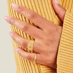 Real Gold-Plated Corrugated Ring Gold-Medium