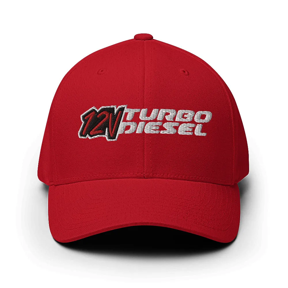 12 Valve Diesel Hat With Closed Back - Flexfit Brand Baseball Cap