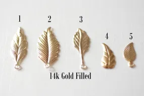 14k Gold Filled LEAF Pendants Charms Blanks Drops Dangles, Gold Filled Leaves, Gold Leaf, Gold Fill Leaf, Gold Nature Leaves Leaf Petal