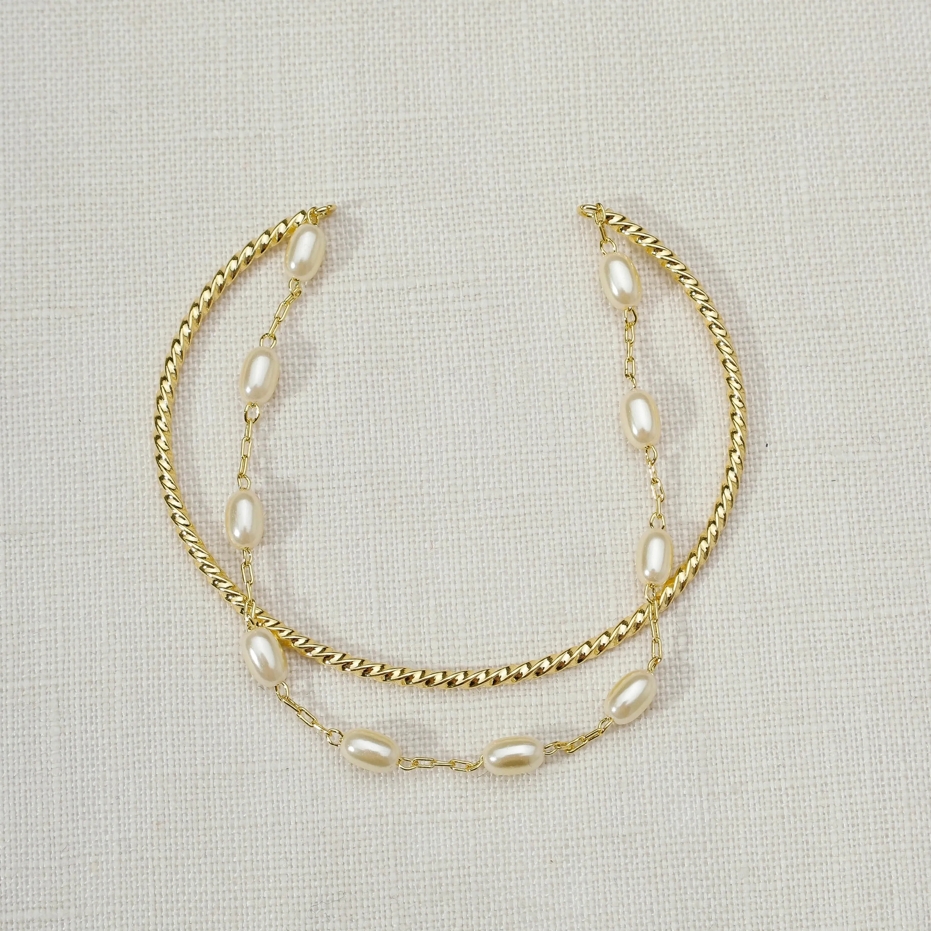 18k Gold Filled Gold And Pearl Cuff Bracelet