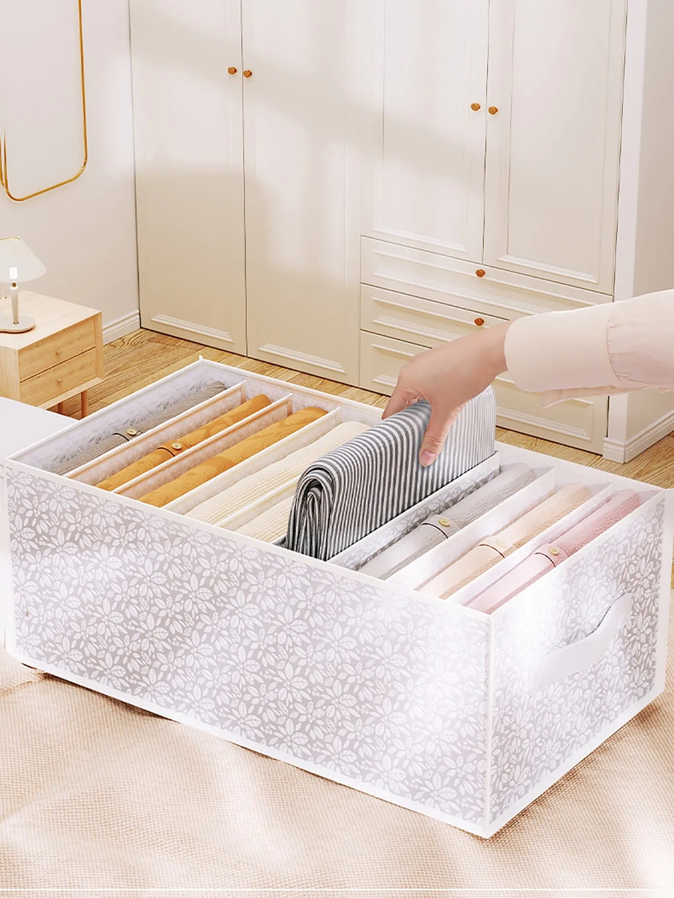 1pc Leaf Pattern Clothes Storage Box