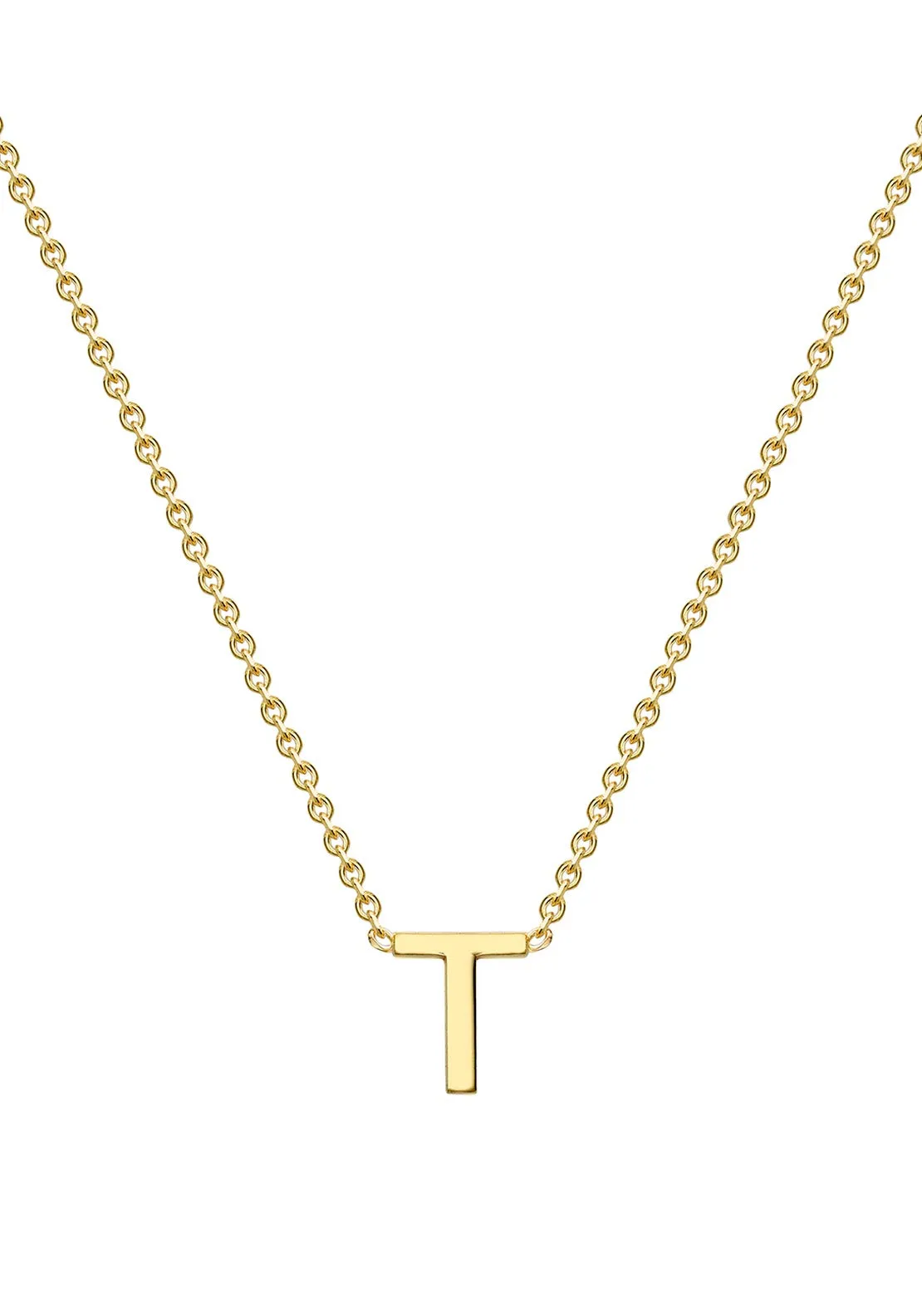 9 Carat Gold Initial T Necklace, Gold