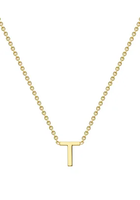 9 Carat Gold Initial T Necklace, Gold