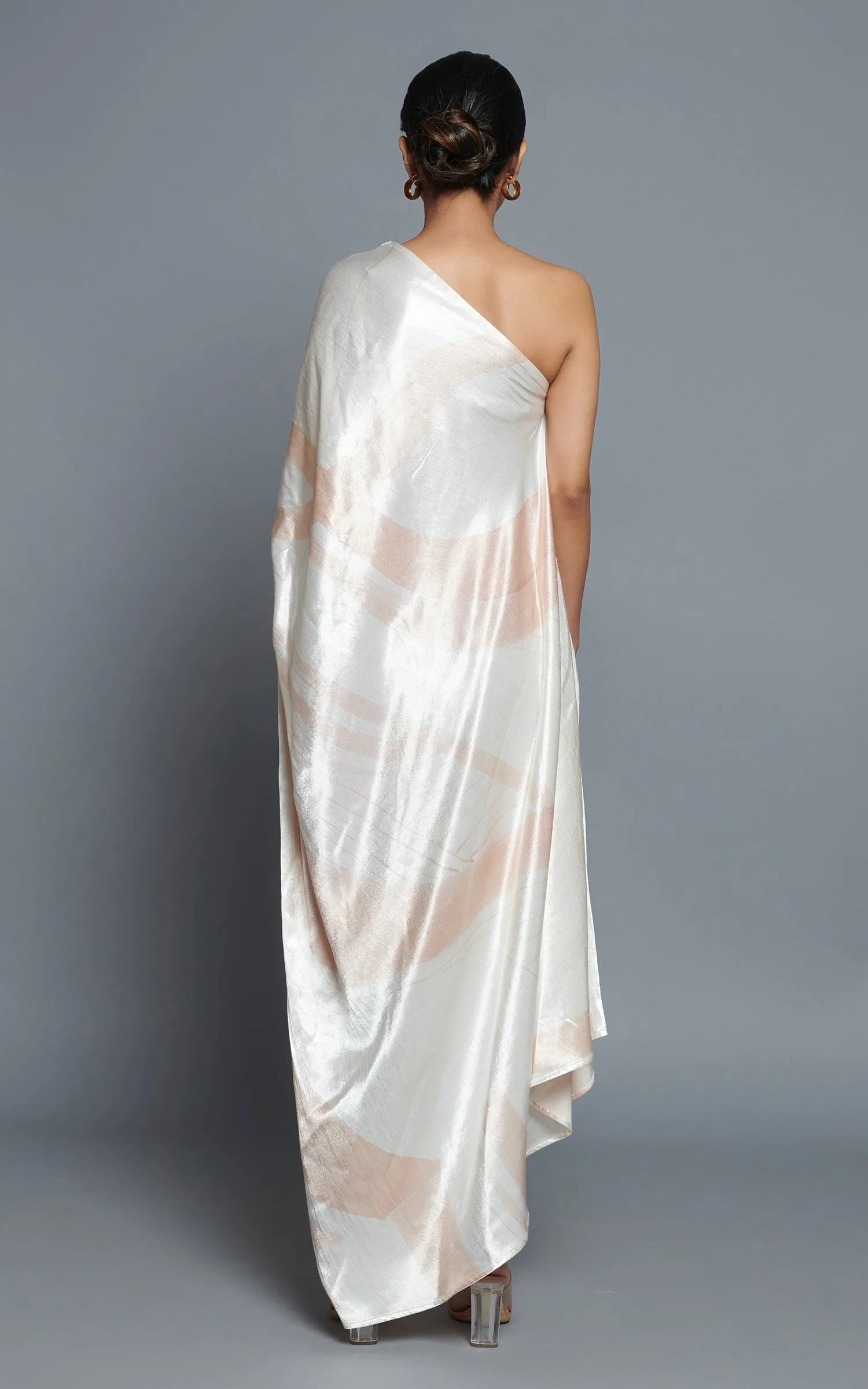 Abstract Printed One Shoulder Drape