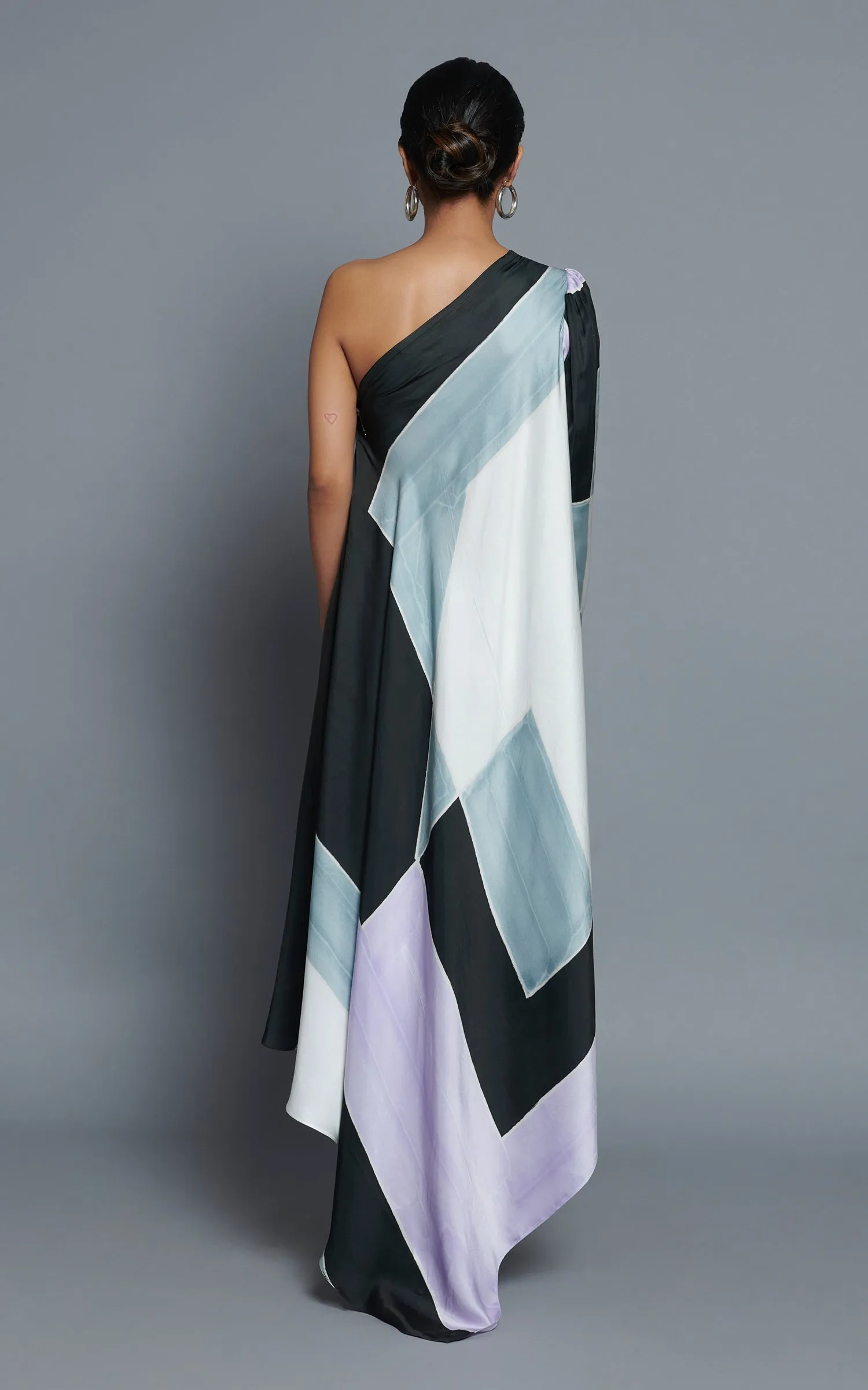 Abstract Printed One Shoulder Drape