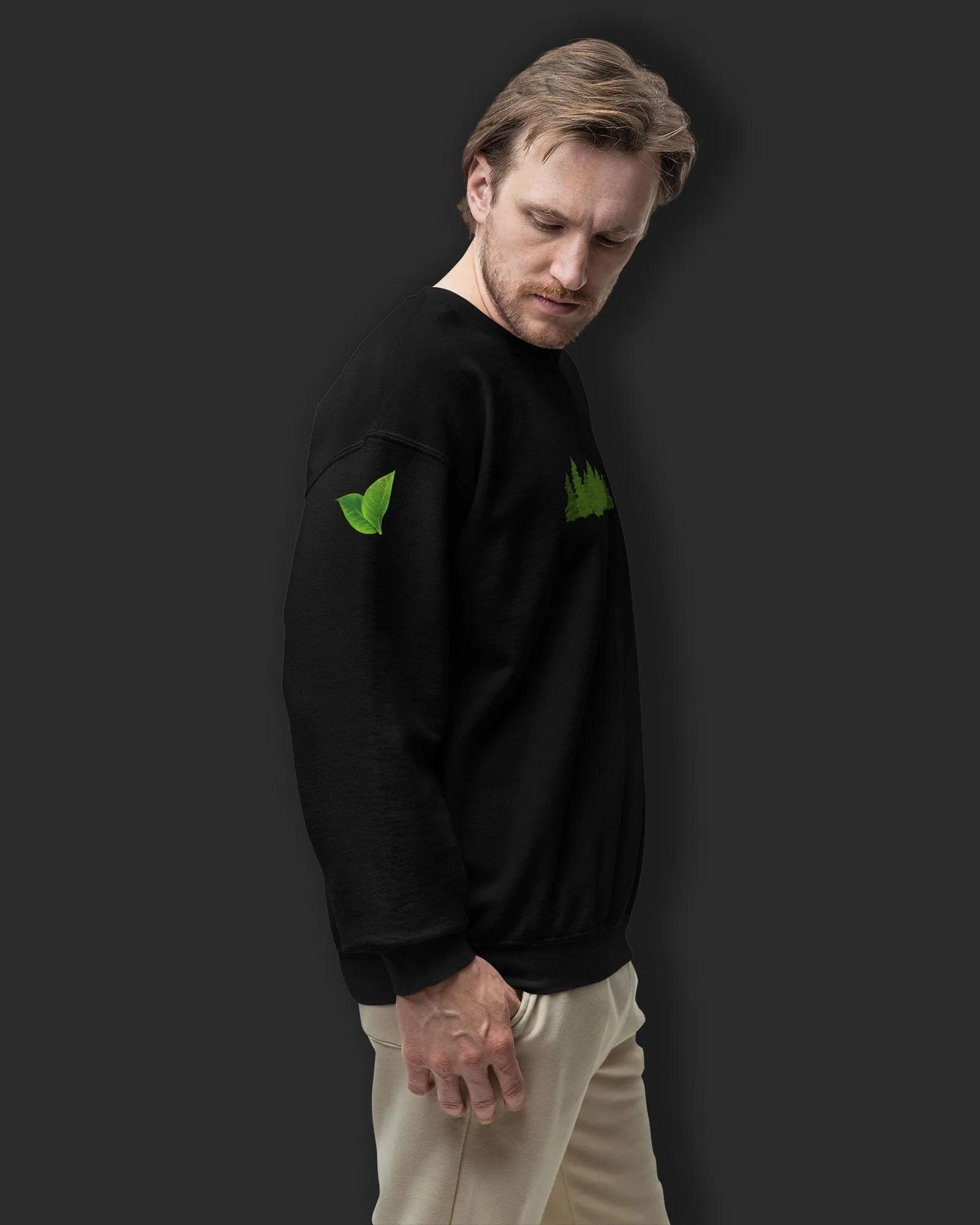 Arboreal Drop Shoulder Sweatshirt: Black