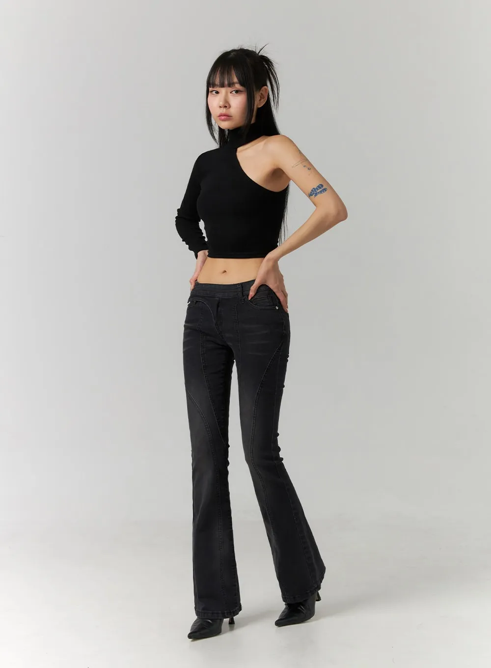 Asymmetric One Shoulder Crop Tee CD308