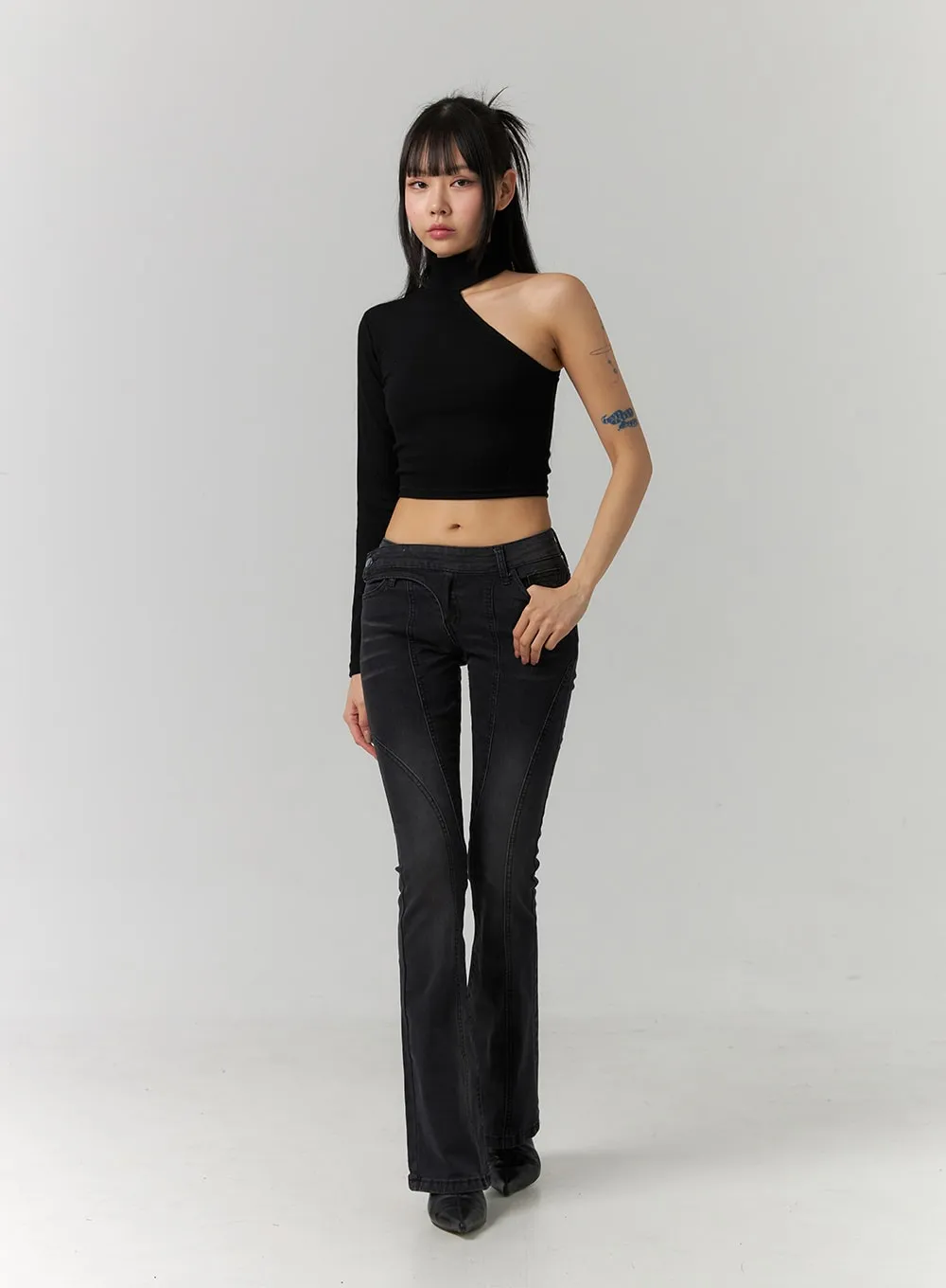 Asymmetric One Shoulder Crop Tee CD308