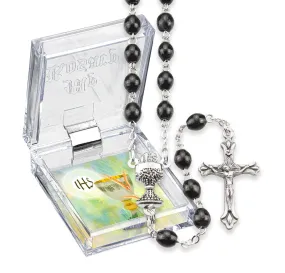 Black Communion Rosary with Box