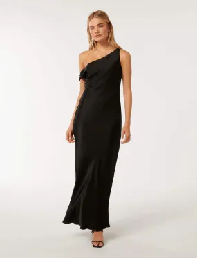 Blake Satin Tipped Shoulder Maxi Dress