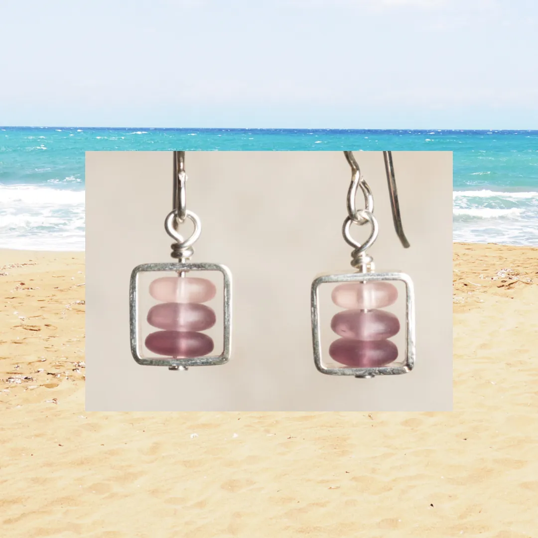 Box Seaglass Earrings