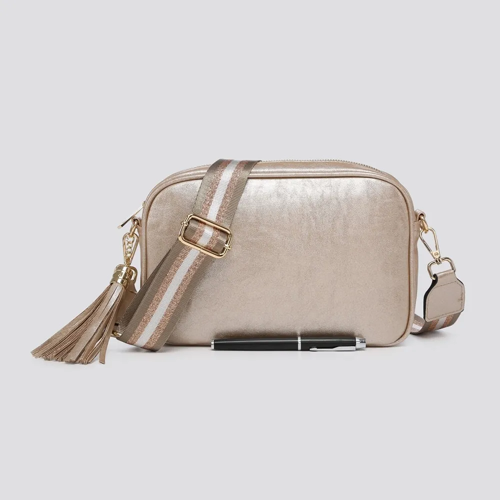 Camera Bag & Glitter Stripe Strap  - Gold