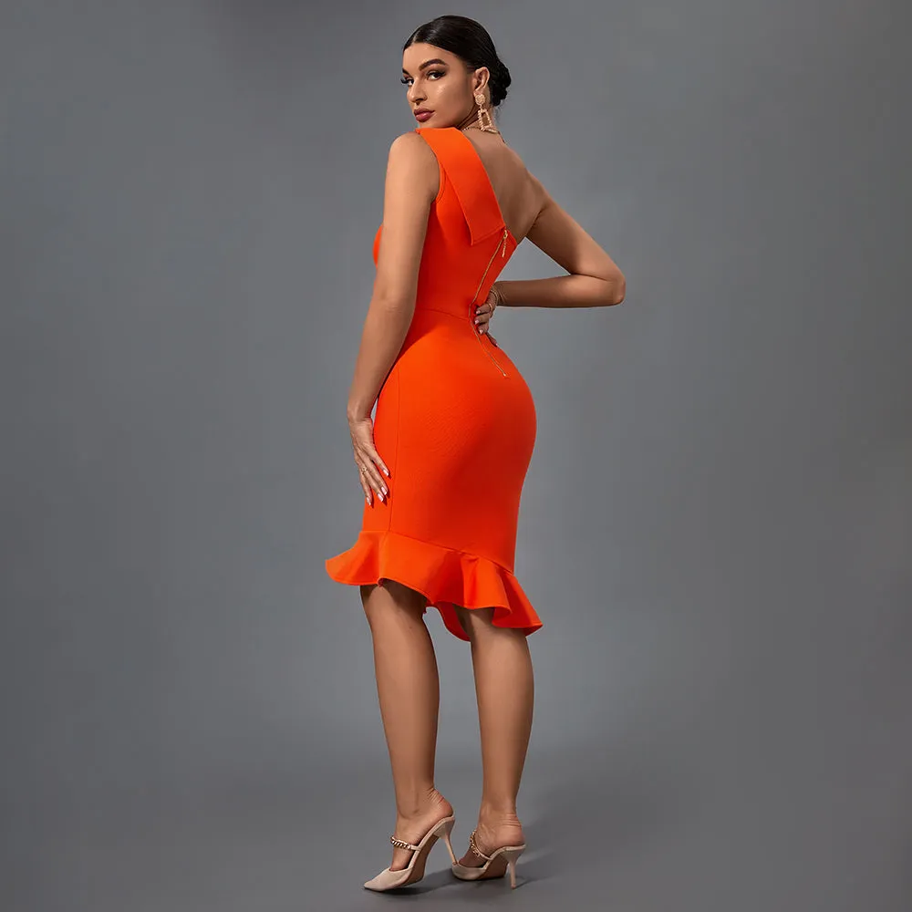 CAMYL One Shoulder Fishtail Bandage Dress