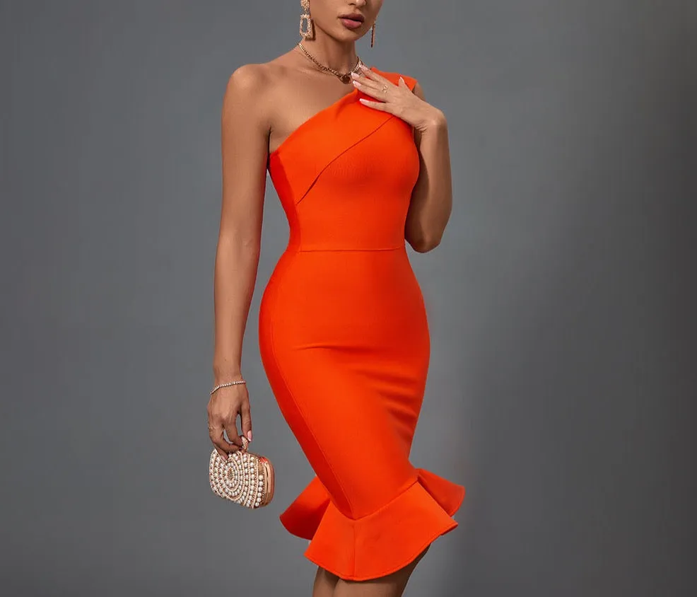 CAMYL One Shoulder Fishtail Bandage Dress