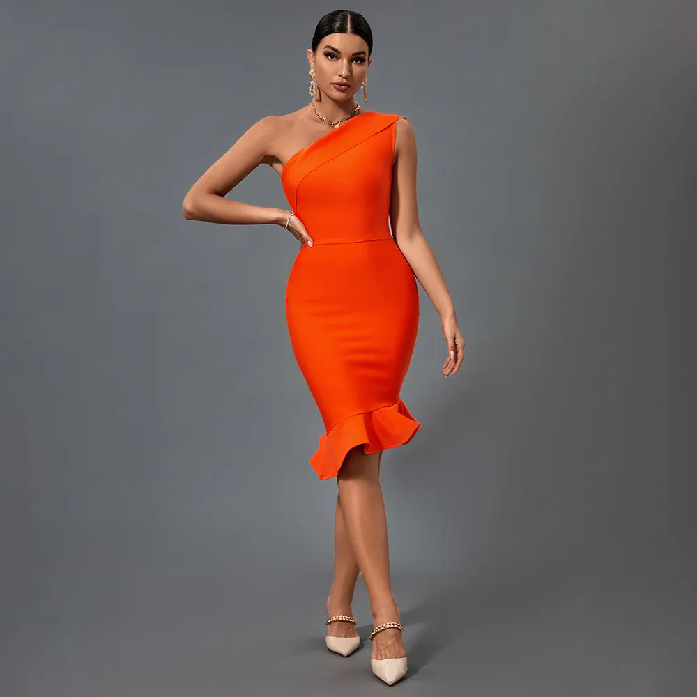 CAMYL One Shoulder Fishtail Bandage Dress