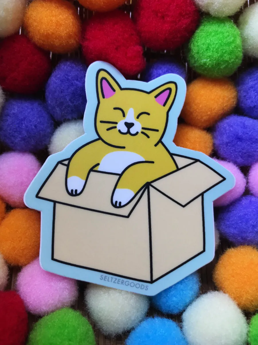 Cat in Box Sticker