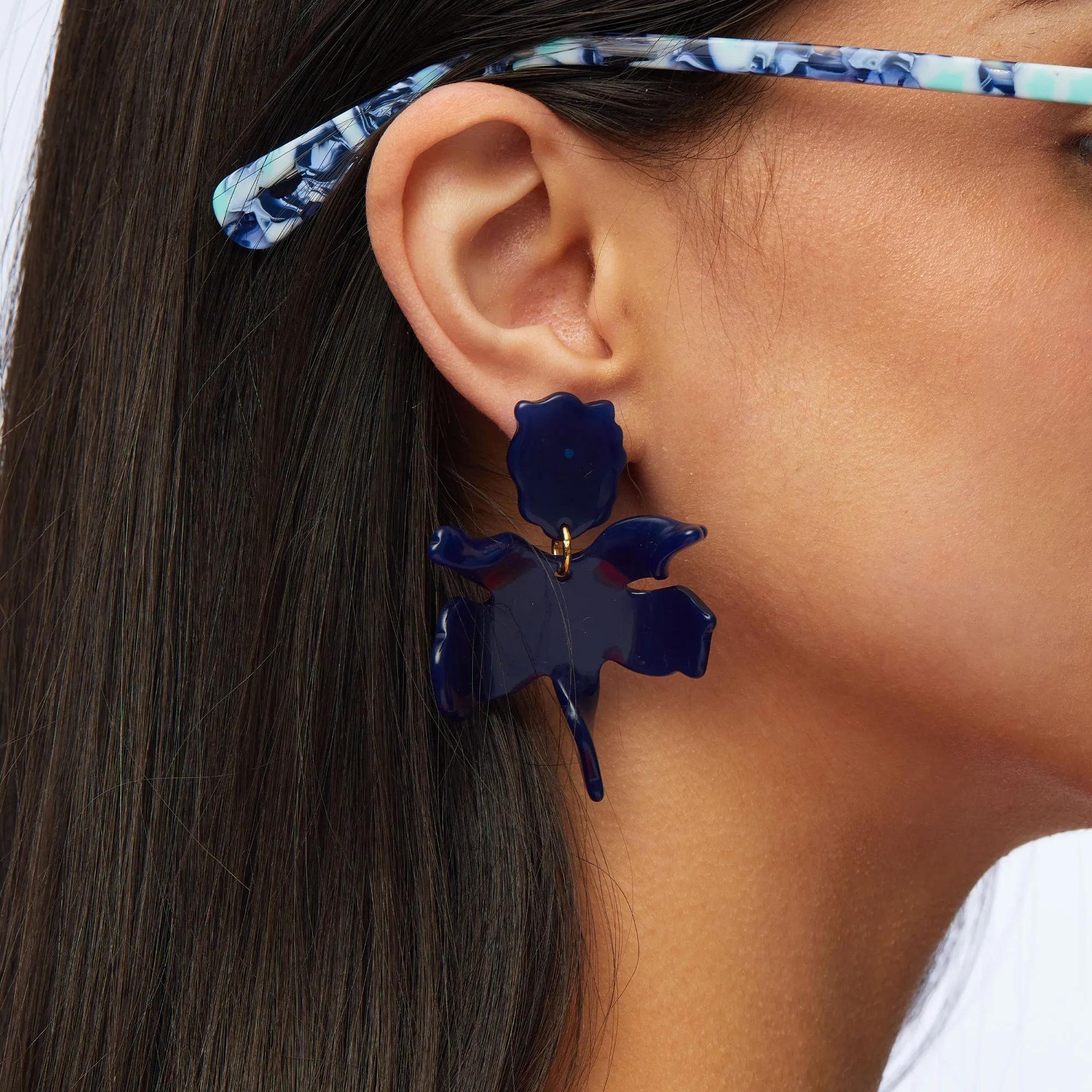 COBALT SMALL PAPER LILY EARRINGS