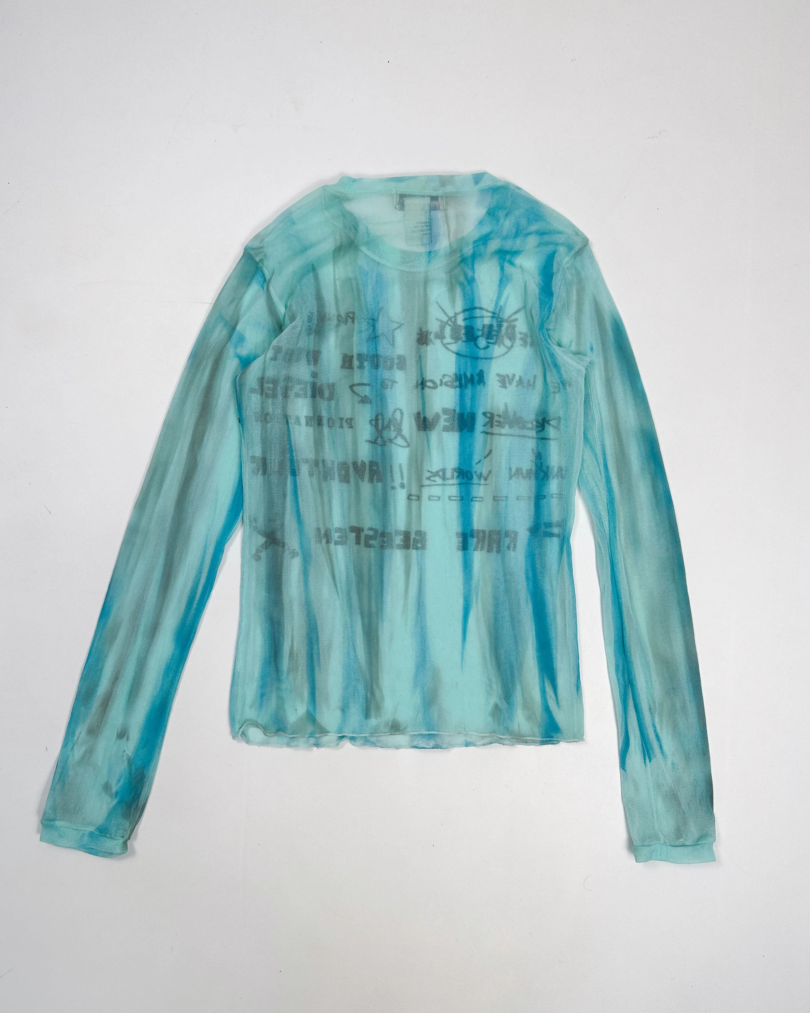 Diesel Lettering Print Blue Mesh Top 1990's