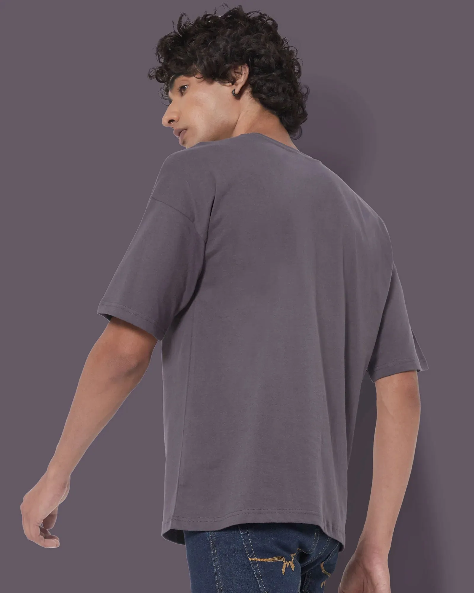 Drop Shoulder Crew Neck: Steel Grey