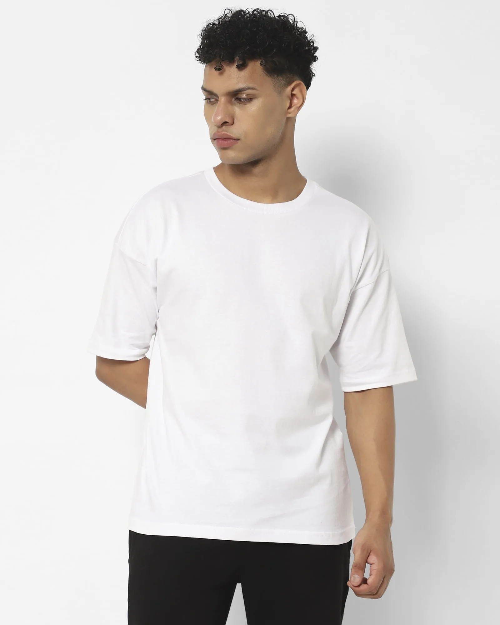 Drop Shoulder HW Crew Tee: White