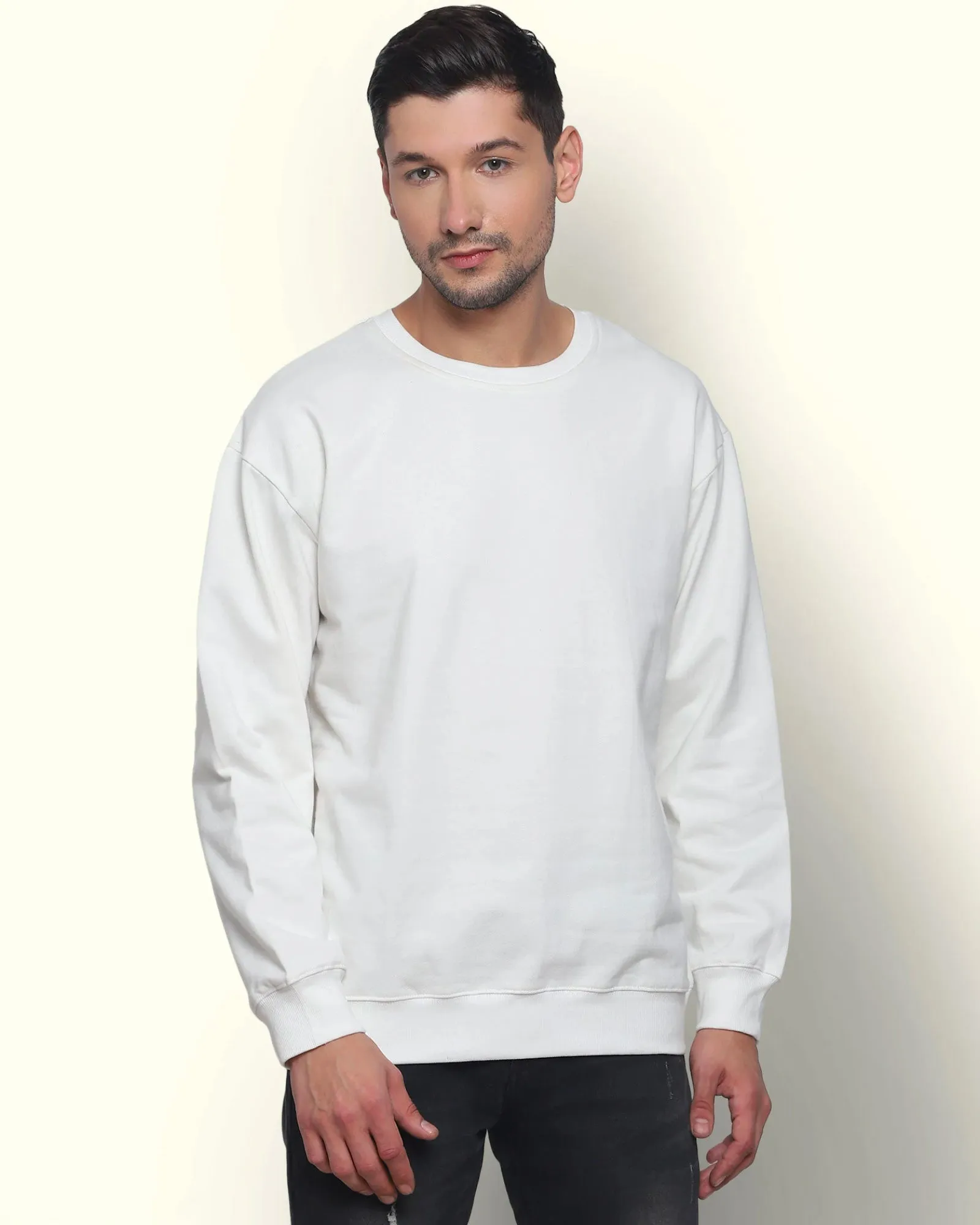 Drop Shoulder Sweatshirt: Ivory Cream