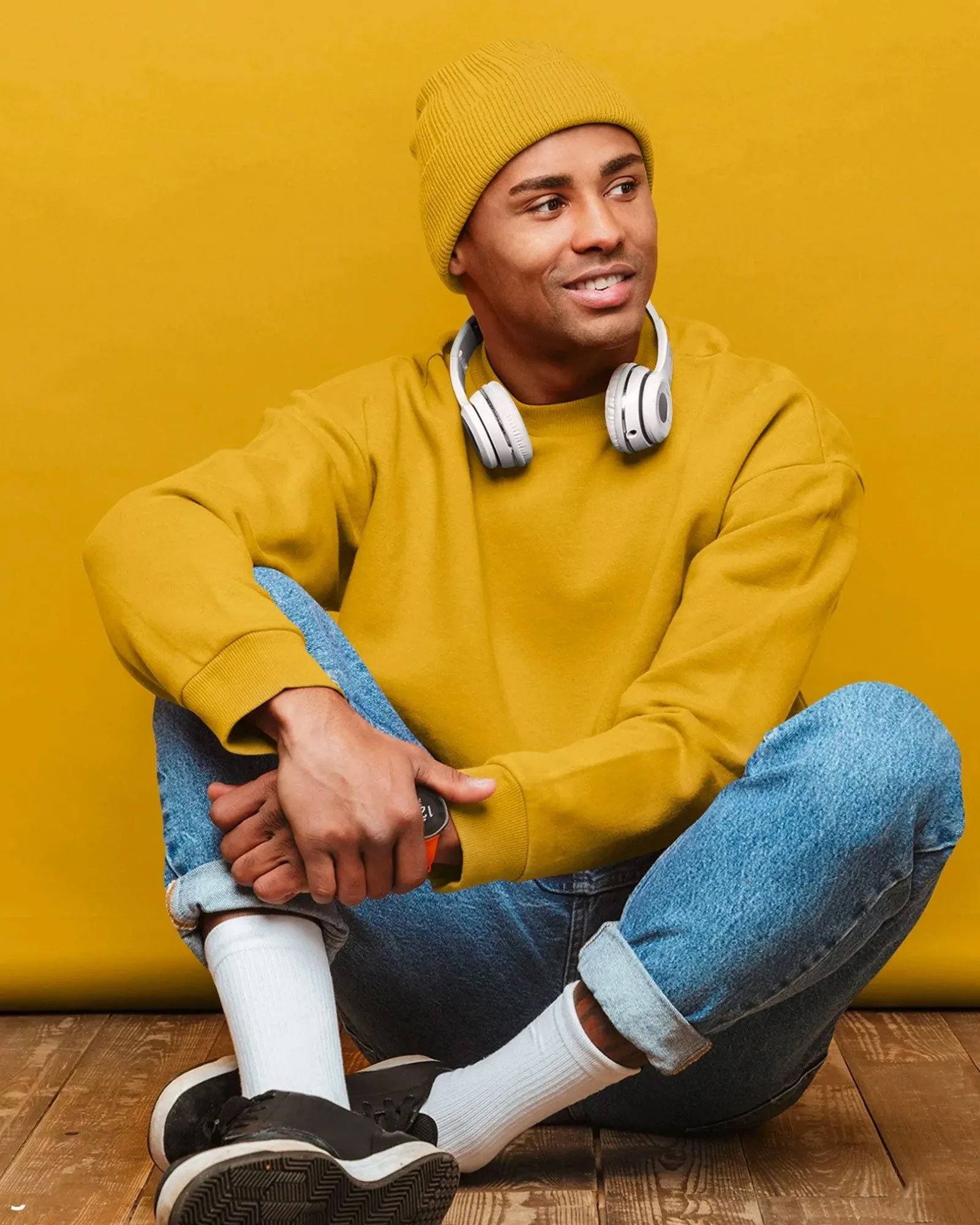 Drop Shoulder Sweatshirt: Mustard