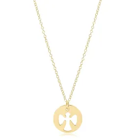 ENewton 16 Gold Guardian Angel Gold Disc Necklace