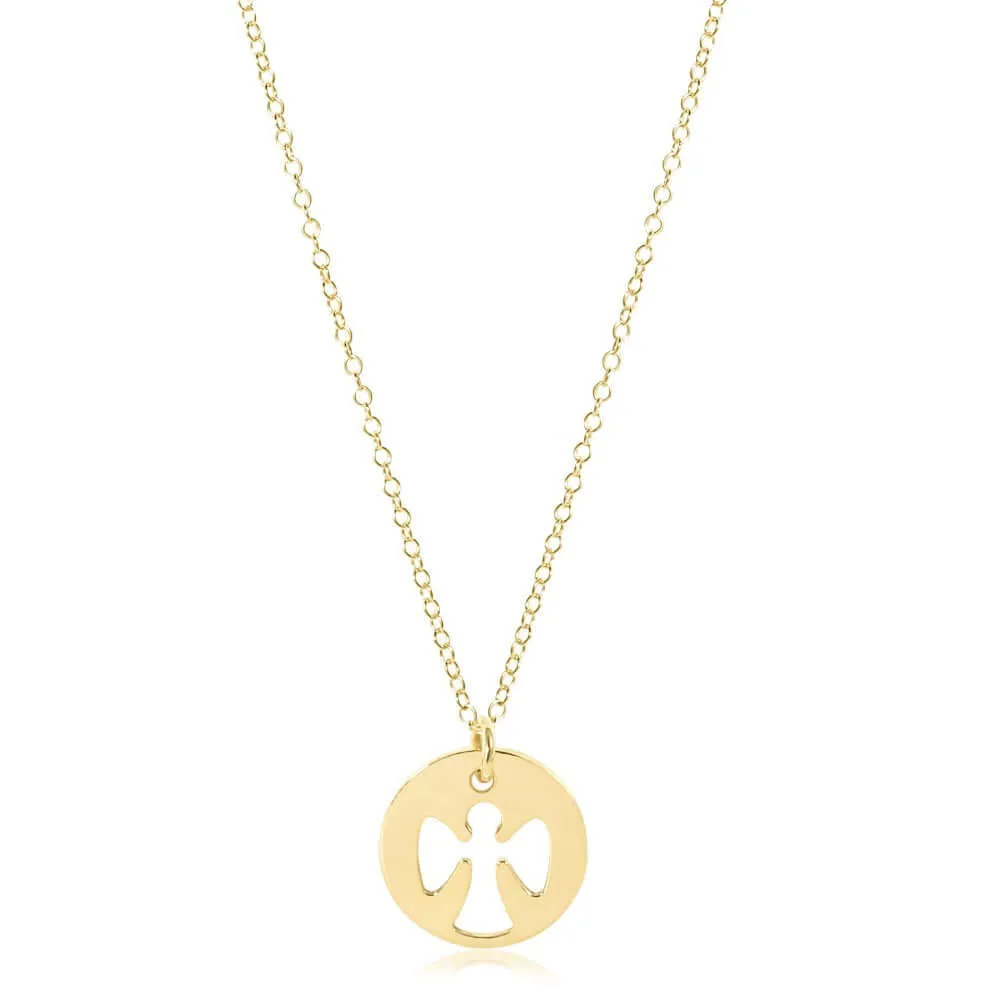 ENewton 16 Gold Guardian Angel Gold Disc Necklace