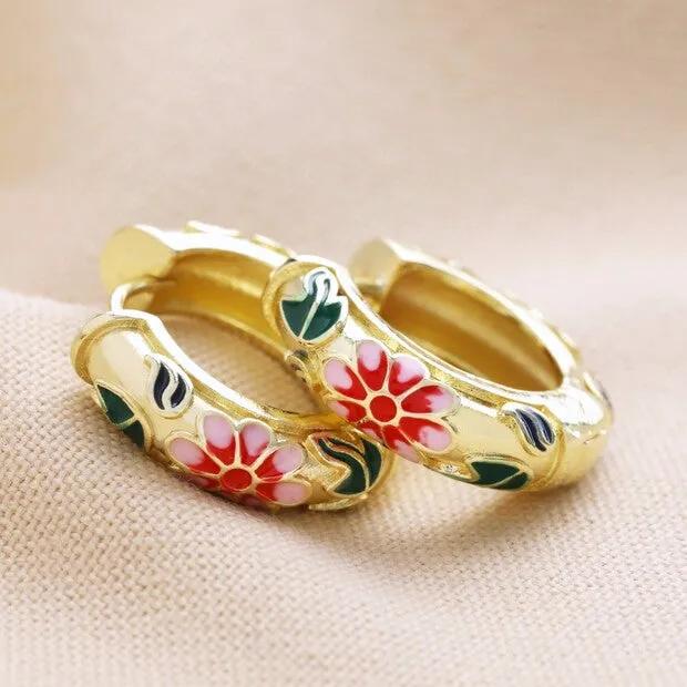 Floral Gold Hoops