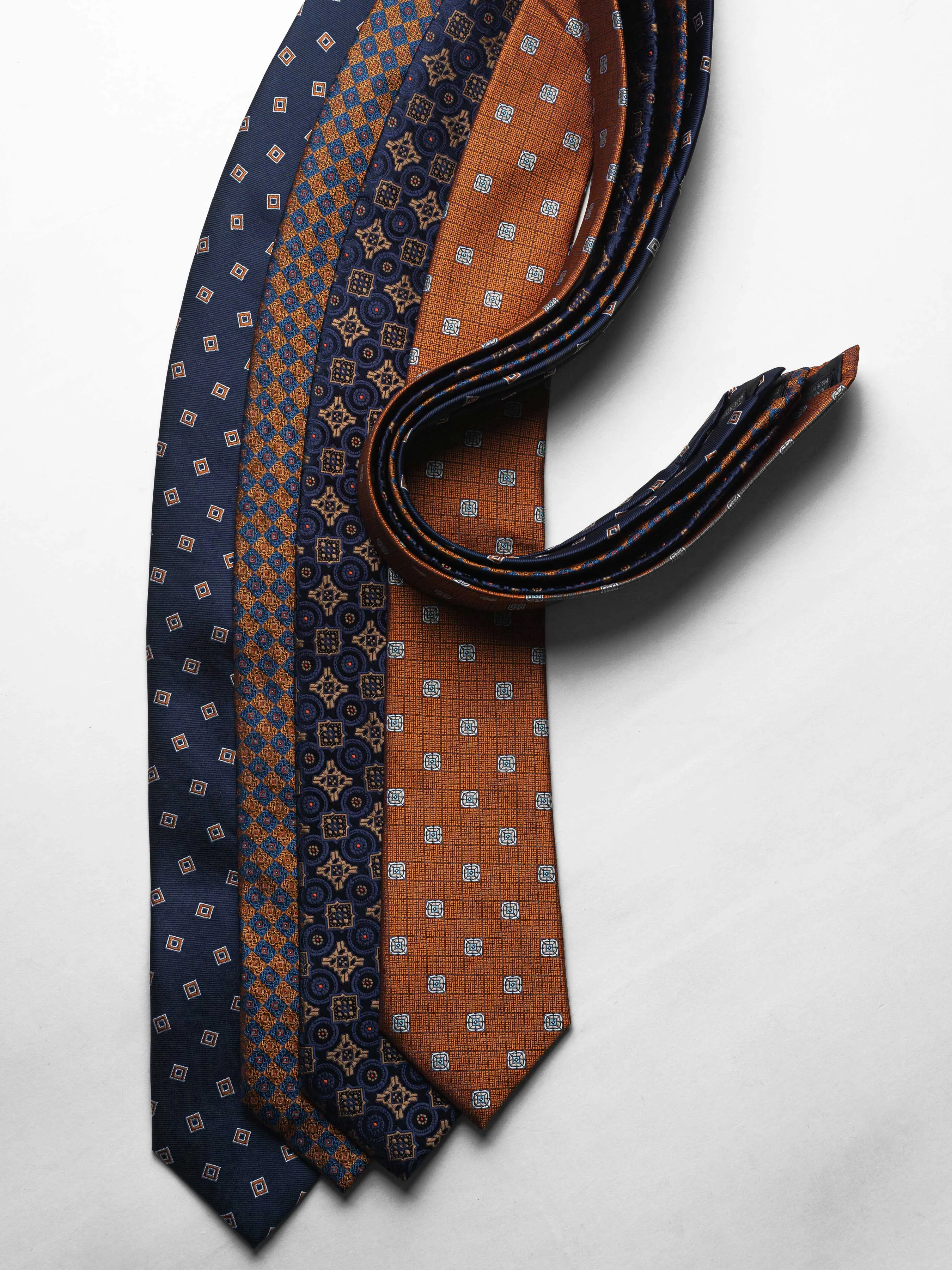 Geometric Square Tie - Navy Blue