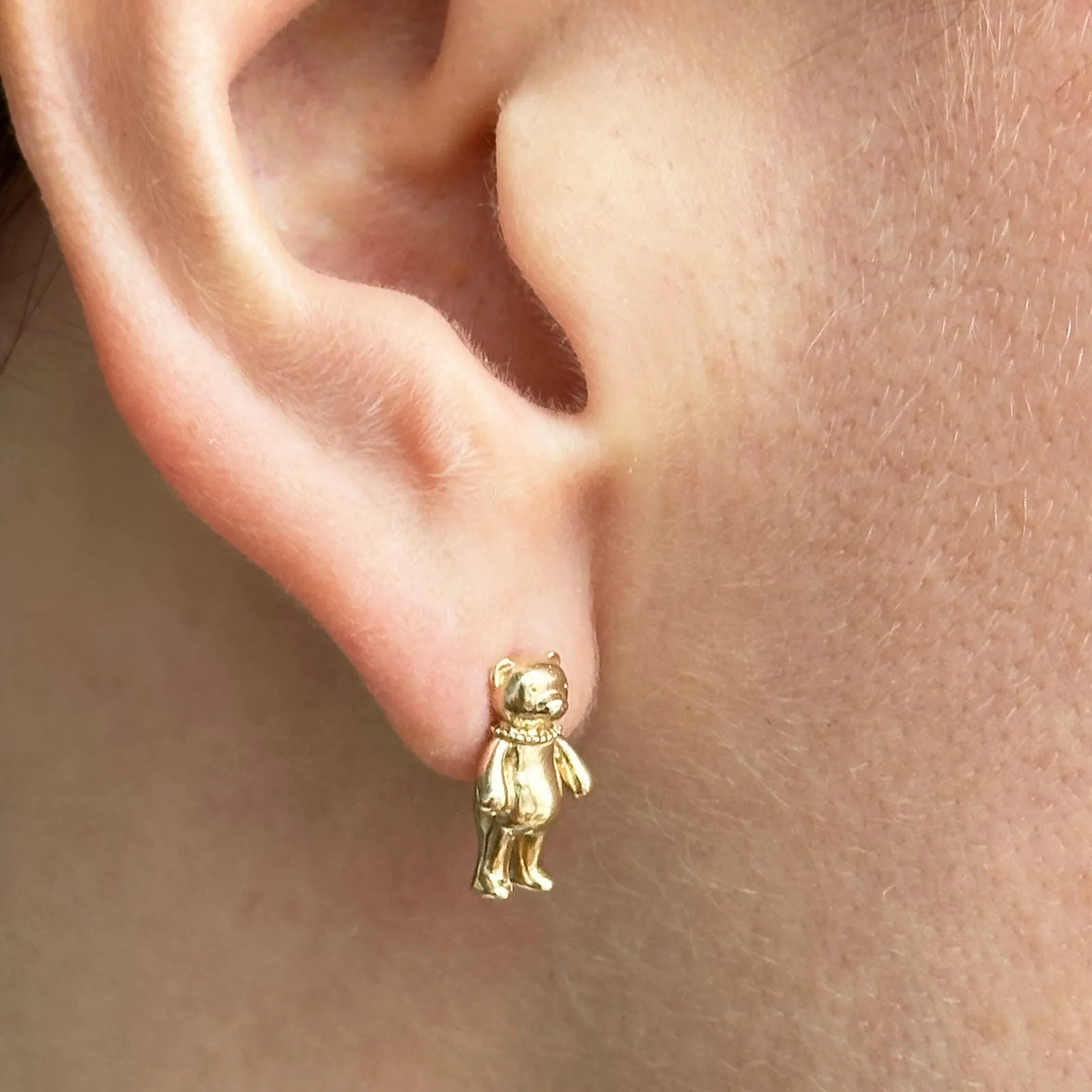 Gold Bear Earrings