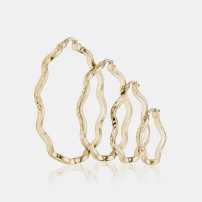 Gold Wavy Hoops