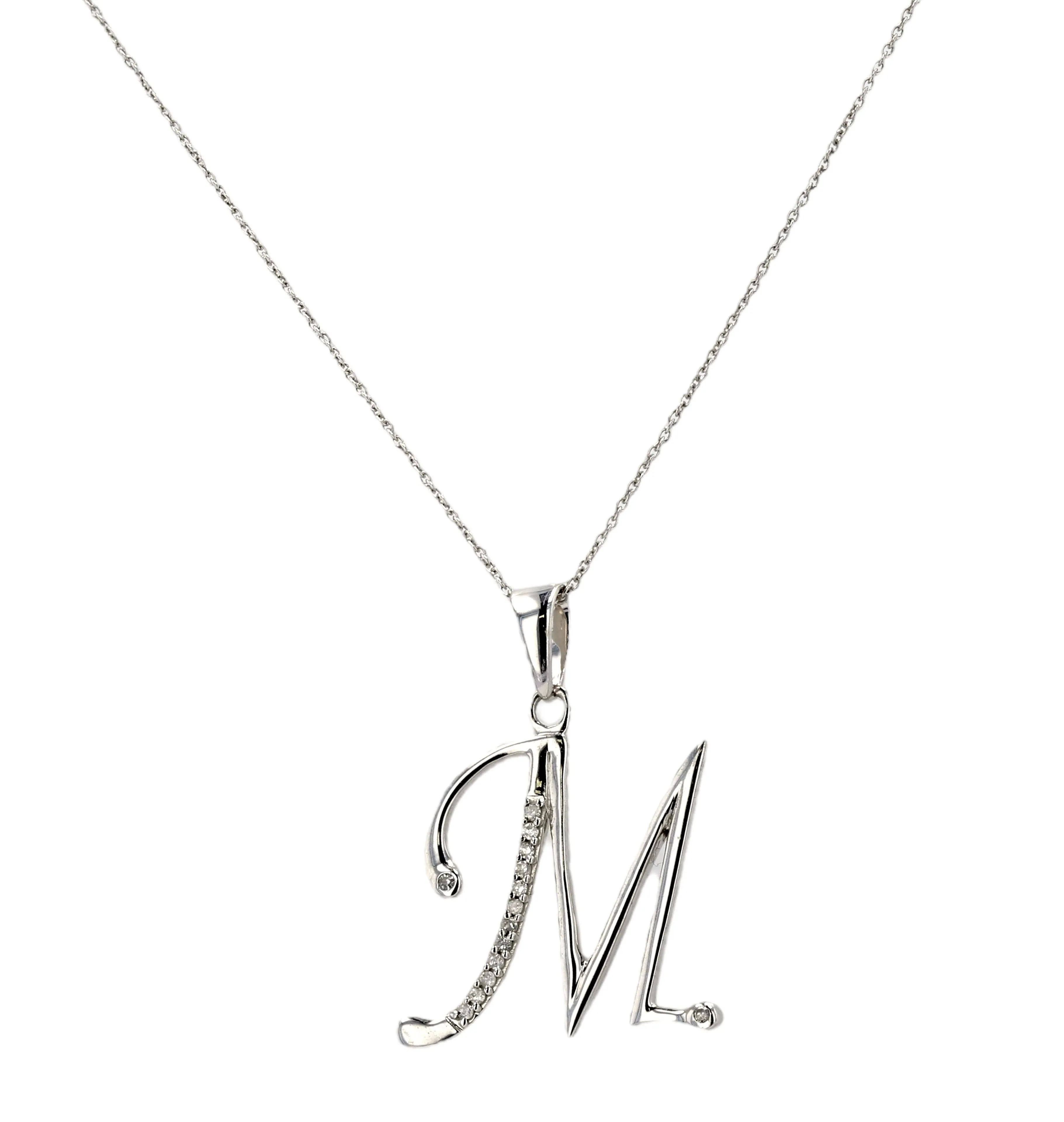 Gold white gold M letter diamonds