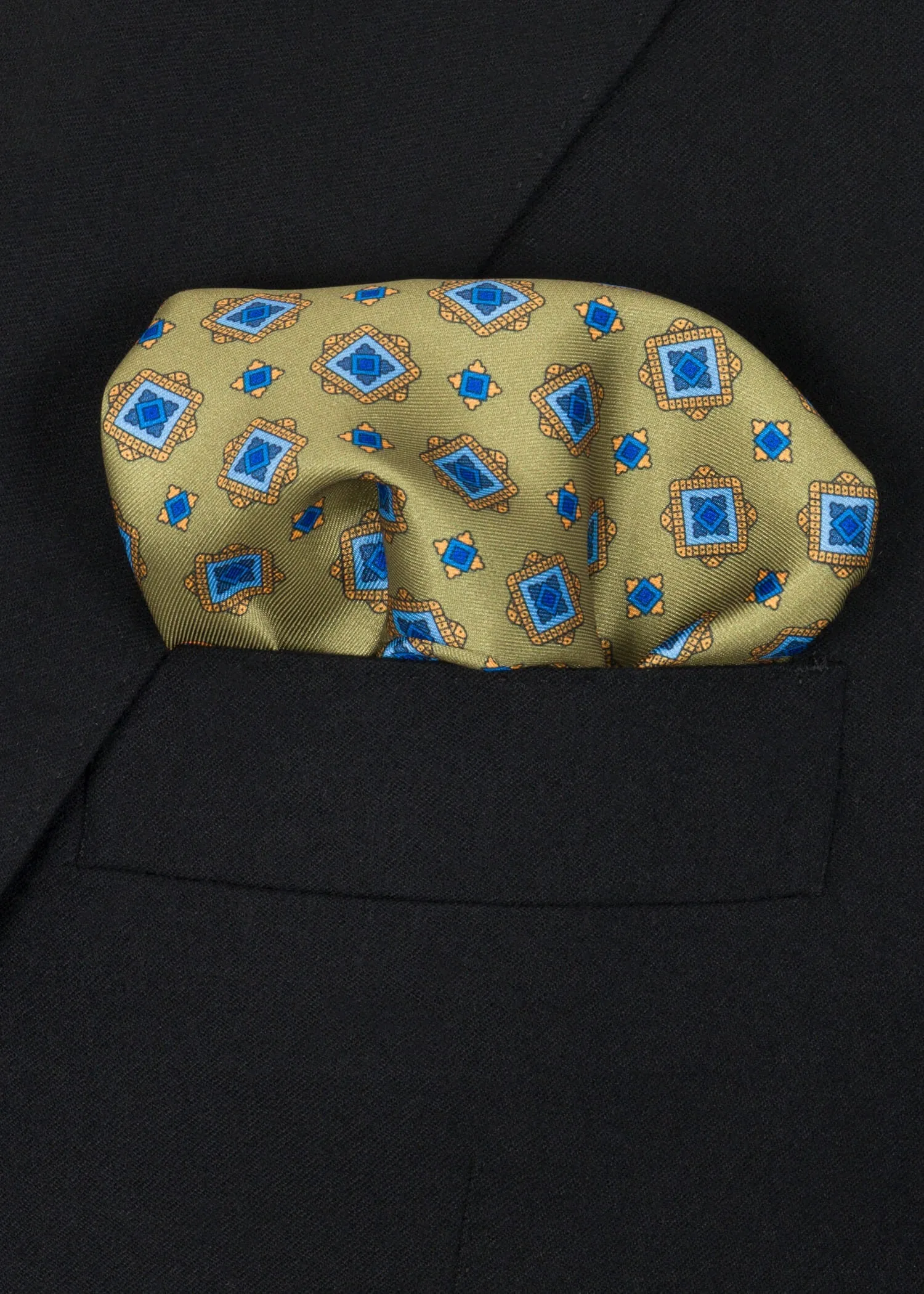 Green Yellow Blue Pocket Square