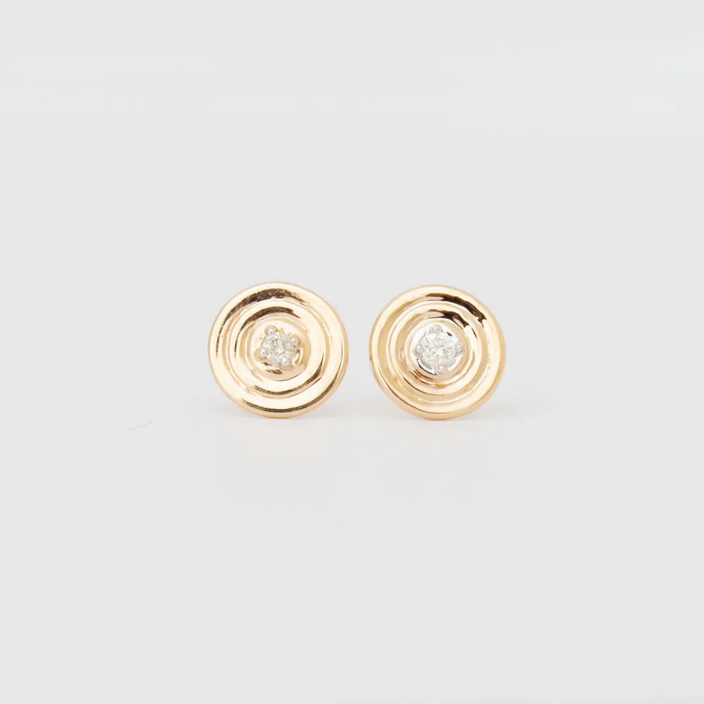 Groovy Single Diamond Disc Studs