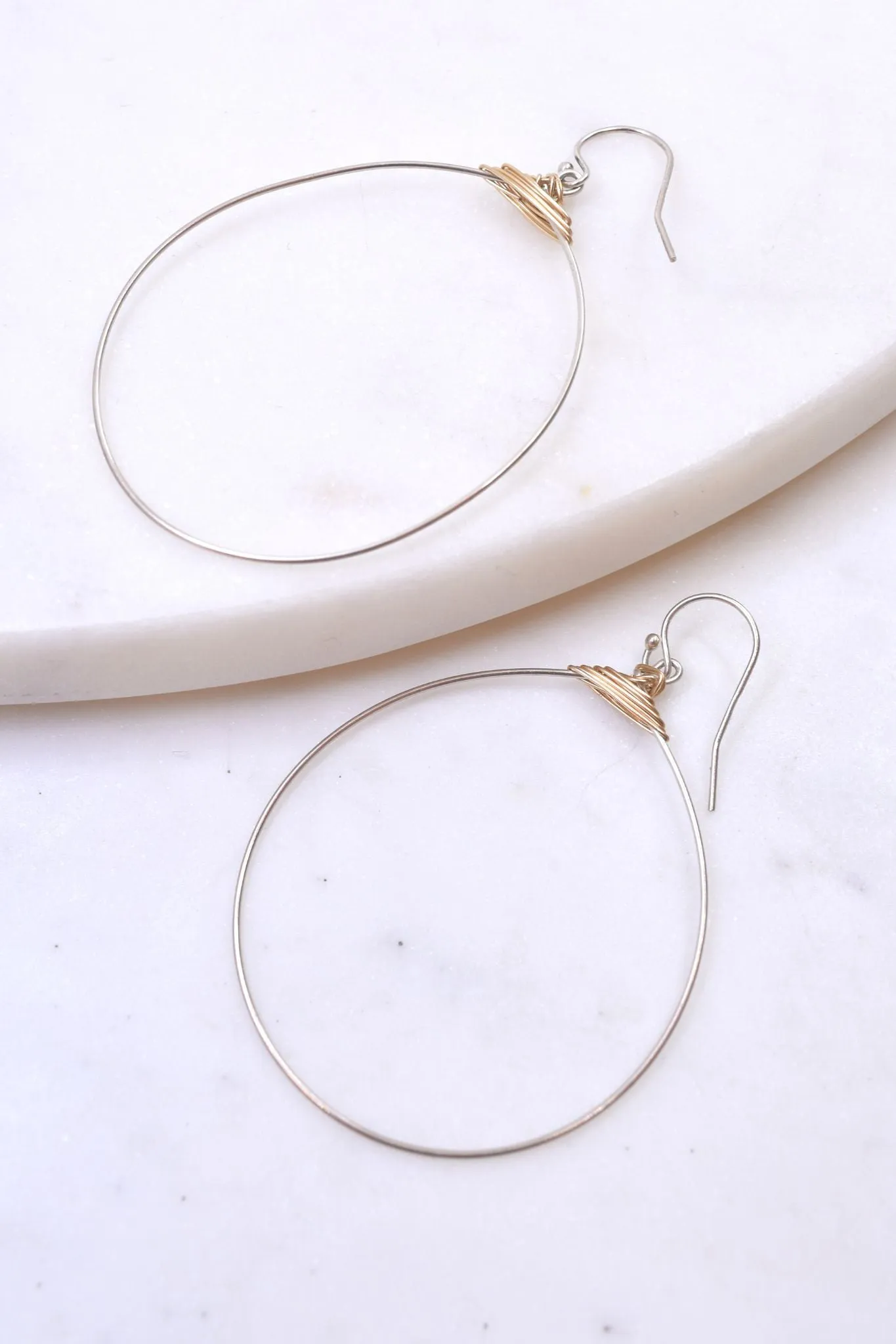 Large Featherweight Hoop Earring in Silver with Gold Wrap