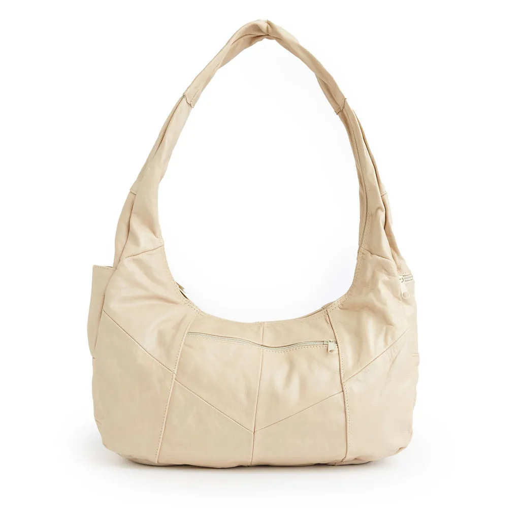 Large Top Zip Hobo Genuine Leather