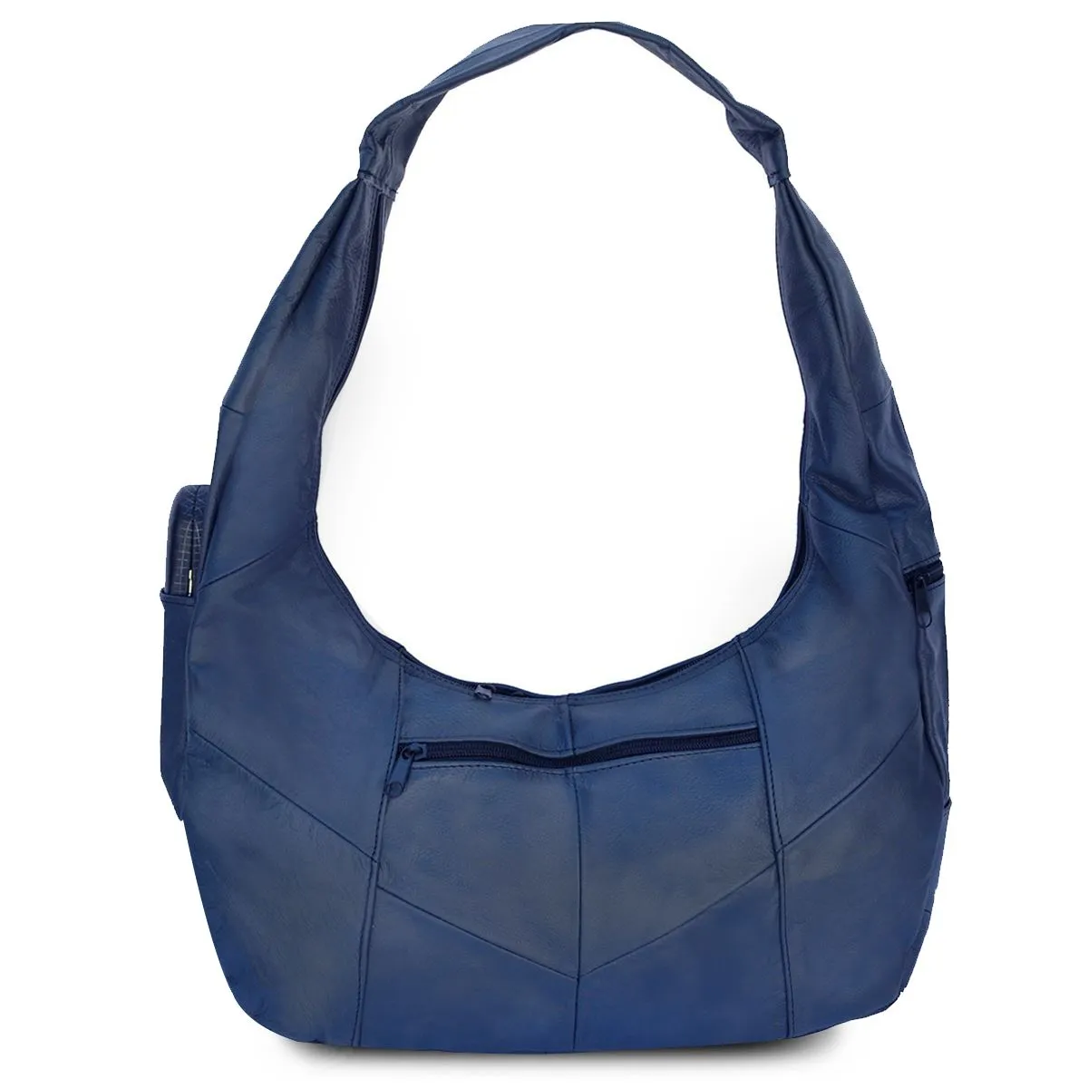 Large Top Zip Hobo Genuine Leather