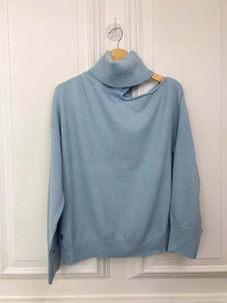 Malissa J Cold Shoulder Knit - Sky Blue