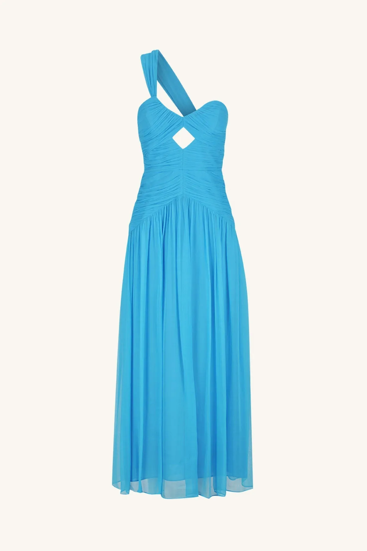 MARGOT ONE SHOULDER MIDI DRESS - AQUA