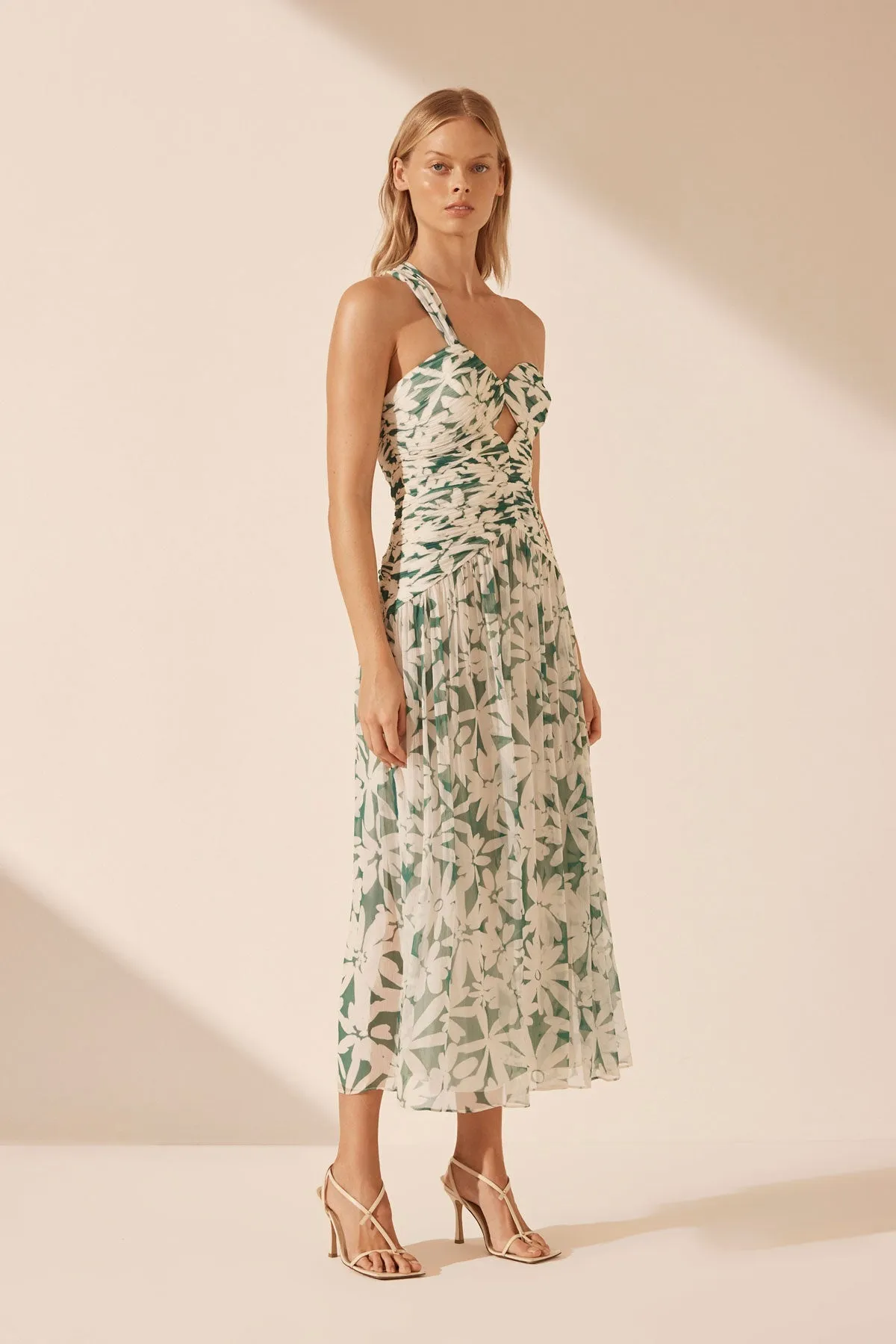 MARGUERITE ONE SHOULDER MIDI DRESS