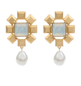 Opal   Square Earrings