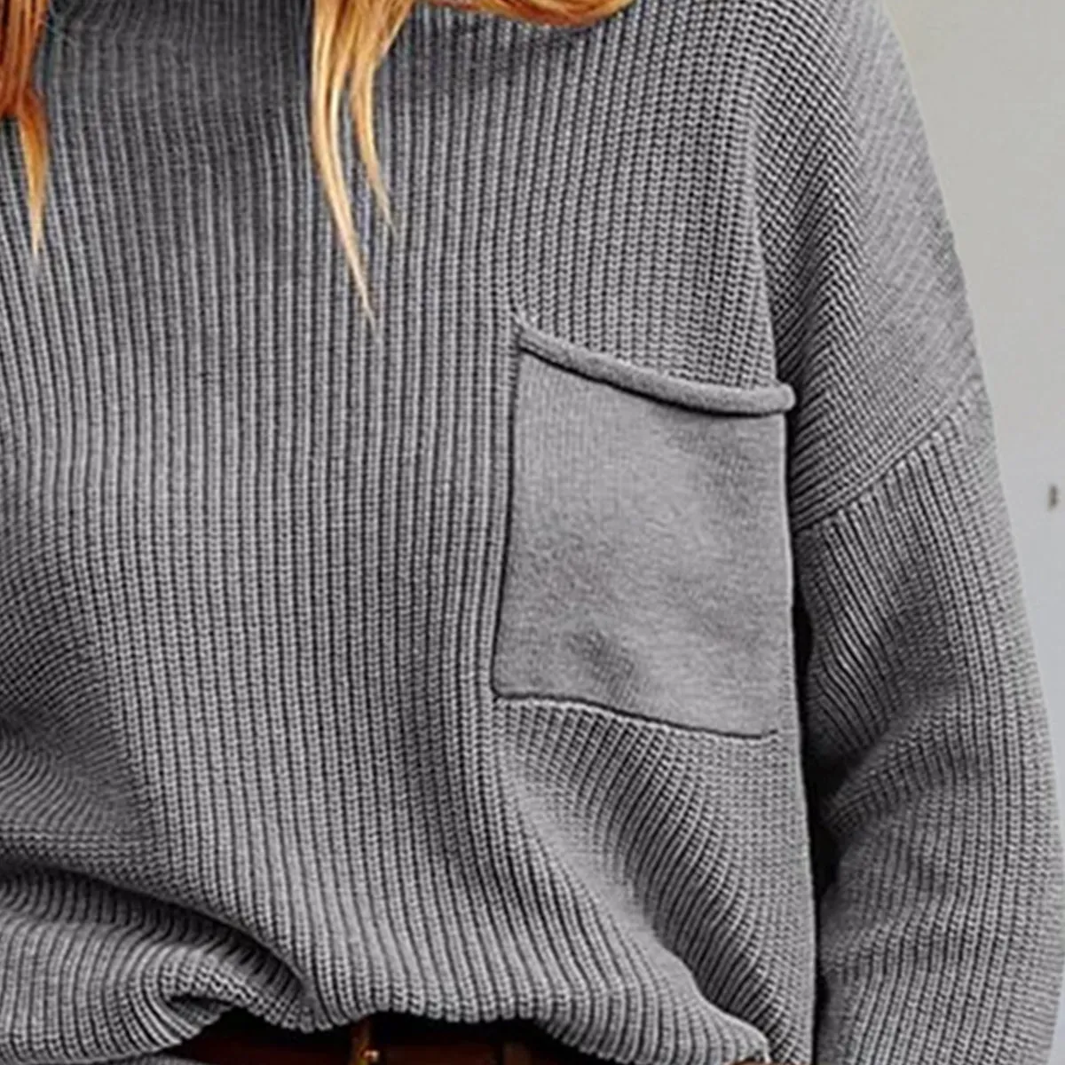 Rib-Knit Dropped Shoulder Sweater