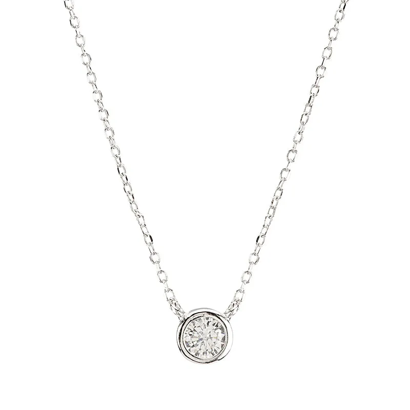 Single Bezel CZ Necklace