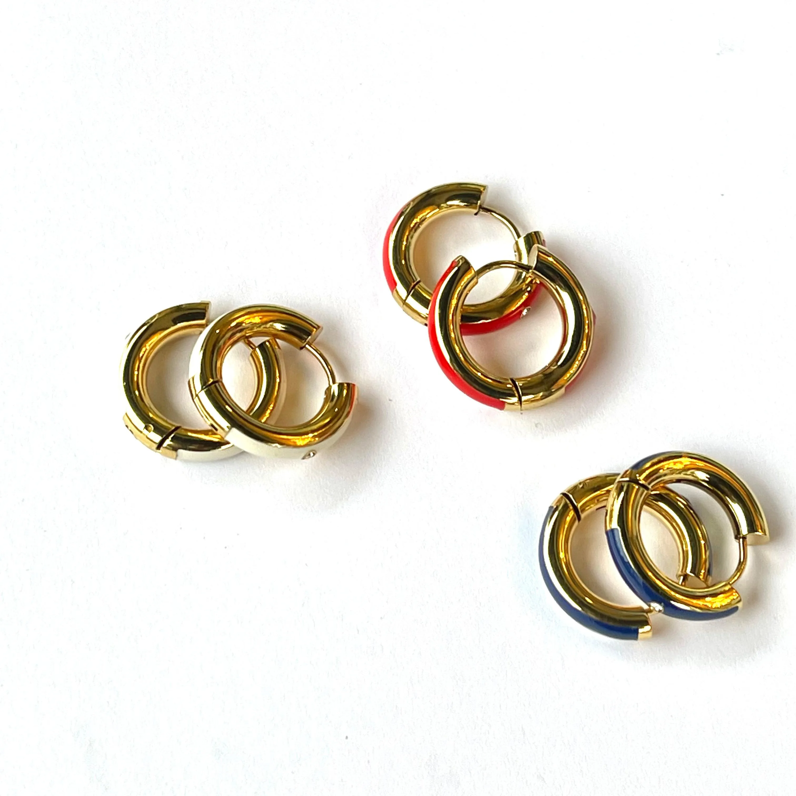 Small Enamel Hoops Earrings