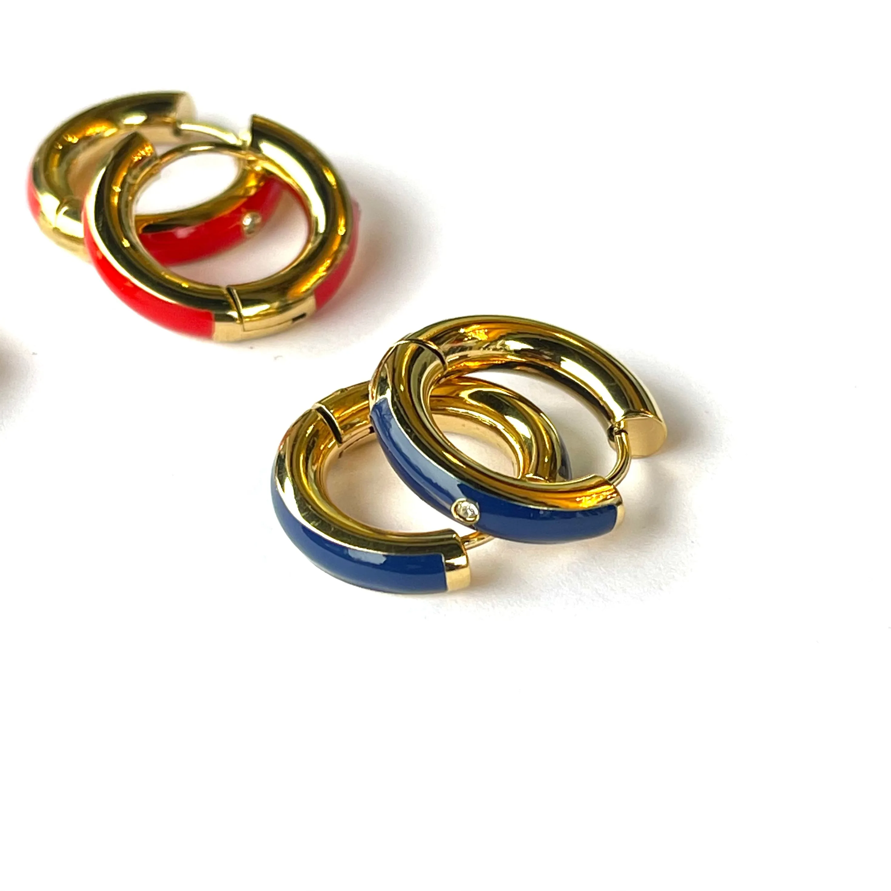 Small Enamel Hoops Earrings