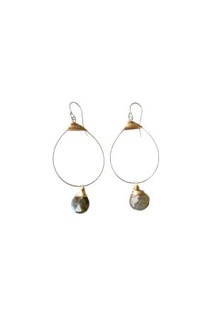 Small Featherweight Hoop Demi Fine Earring with Labradorite Drop