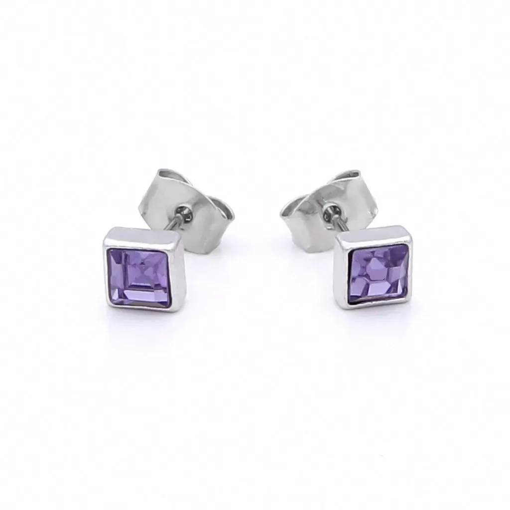 Square Crystal Stud Earrings