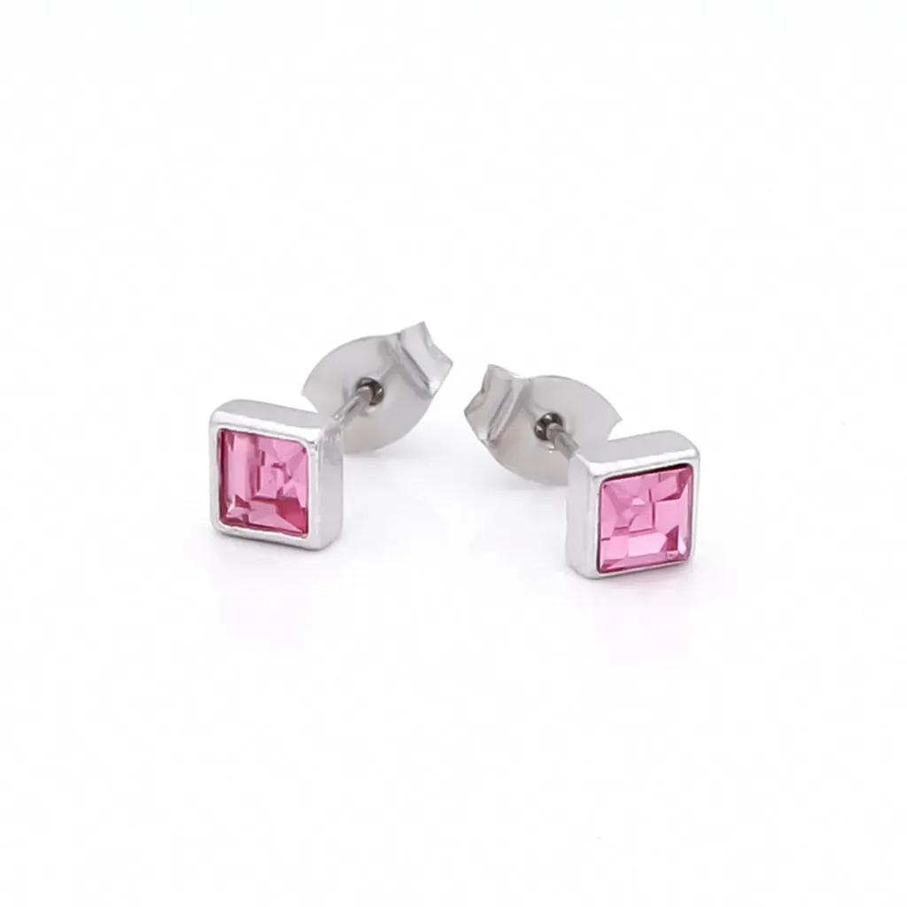 Square Crystal Stud Earrings