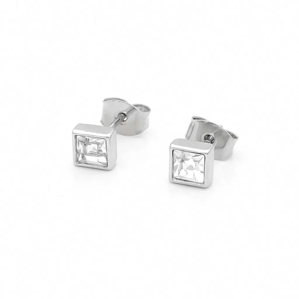 Square Crystal Stud Earrings